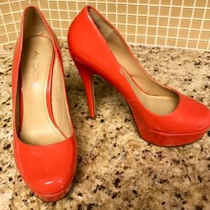 Aldo Coral Red Platform Heels